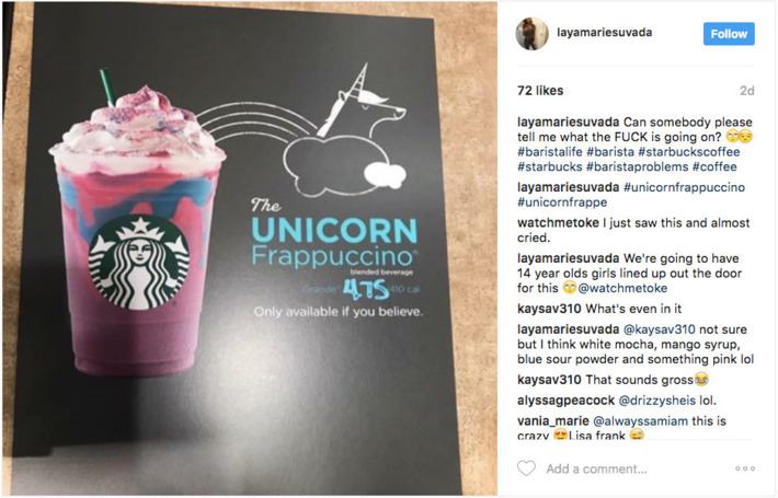 Starbucks mette sul mercato il coloratissimo Unicorn Frappuccino