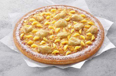 La nuova pizza con durian e mango di Pizza Hut Taiwan